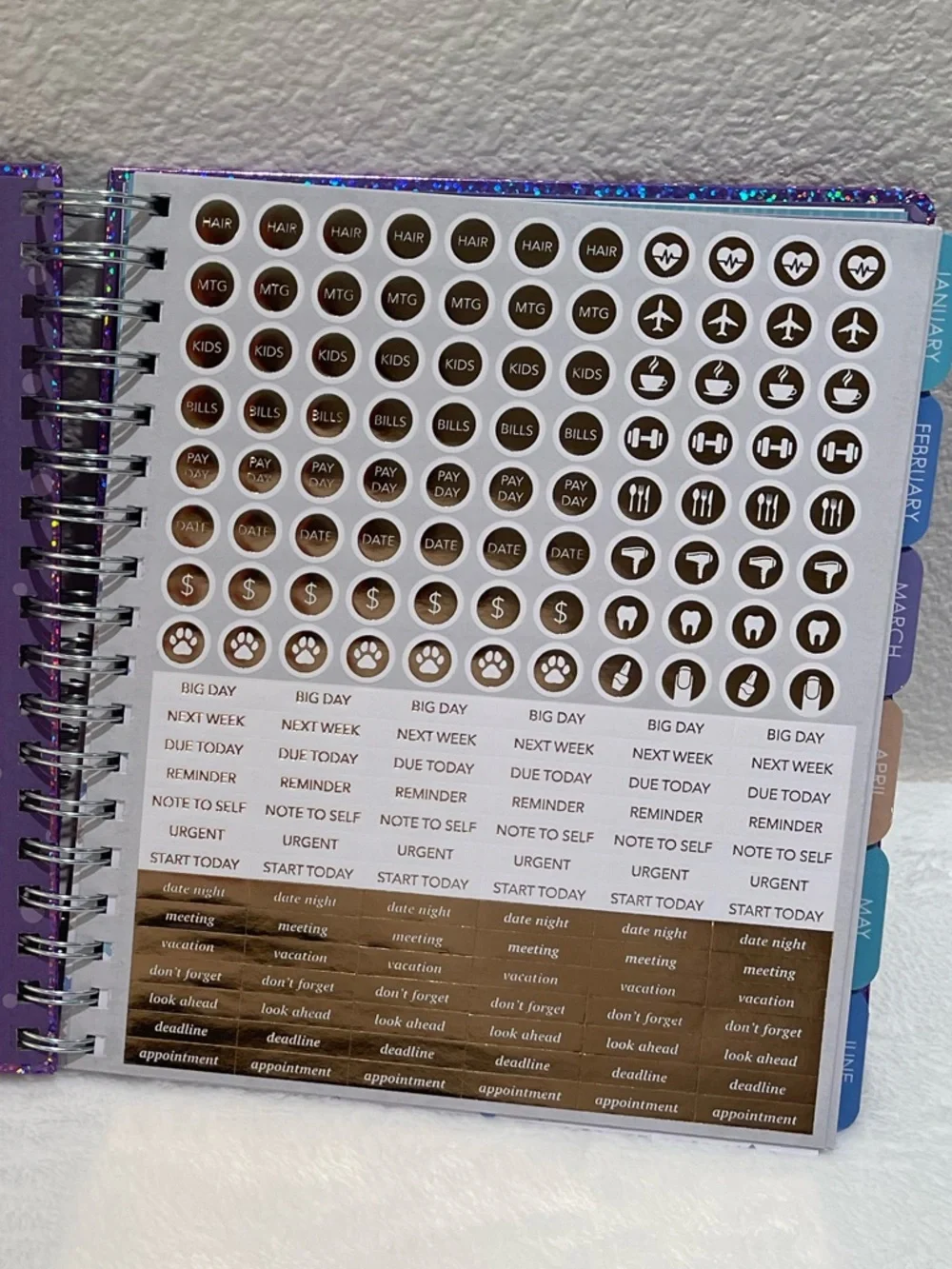 Glittery Weekly/12 Month Spiral Planner - JAN to DEC 2026. NWT.